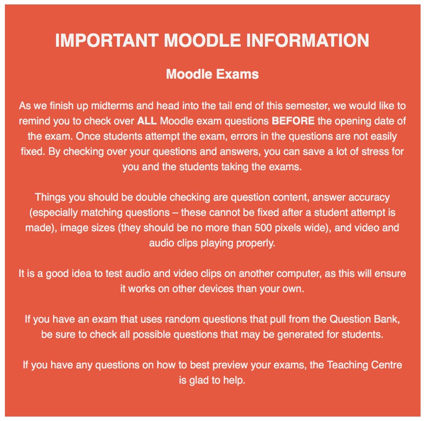 Moodle Exam Set Up